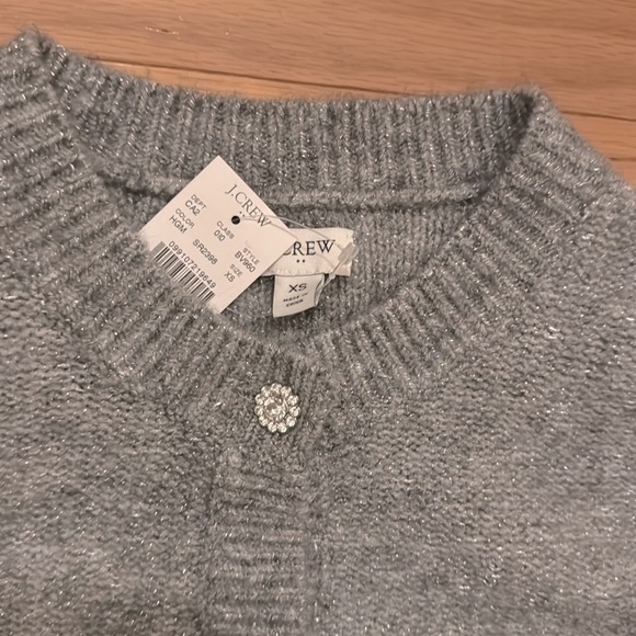 J. Crew | Gray/Metallic Cardigan Sweater | Diamond Buttons | size XS | NWT - Picture 4 of 7